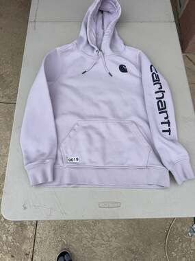 Carhartt Relaxed Fit Logo Sleeve Hoodie Lavender Size L (12-14)